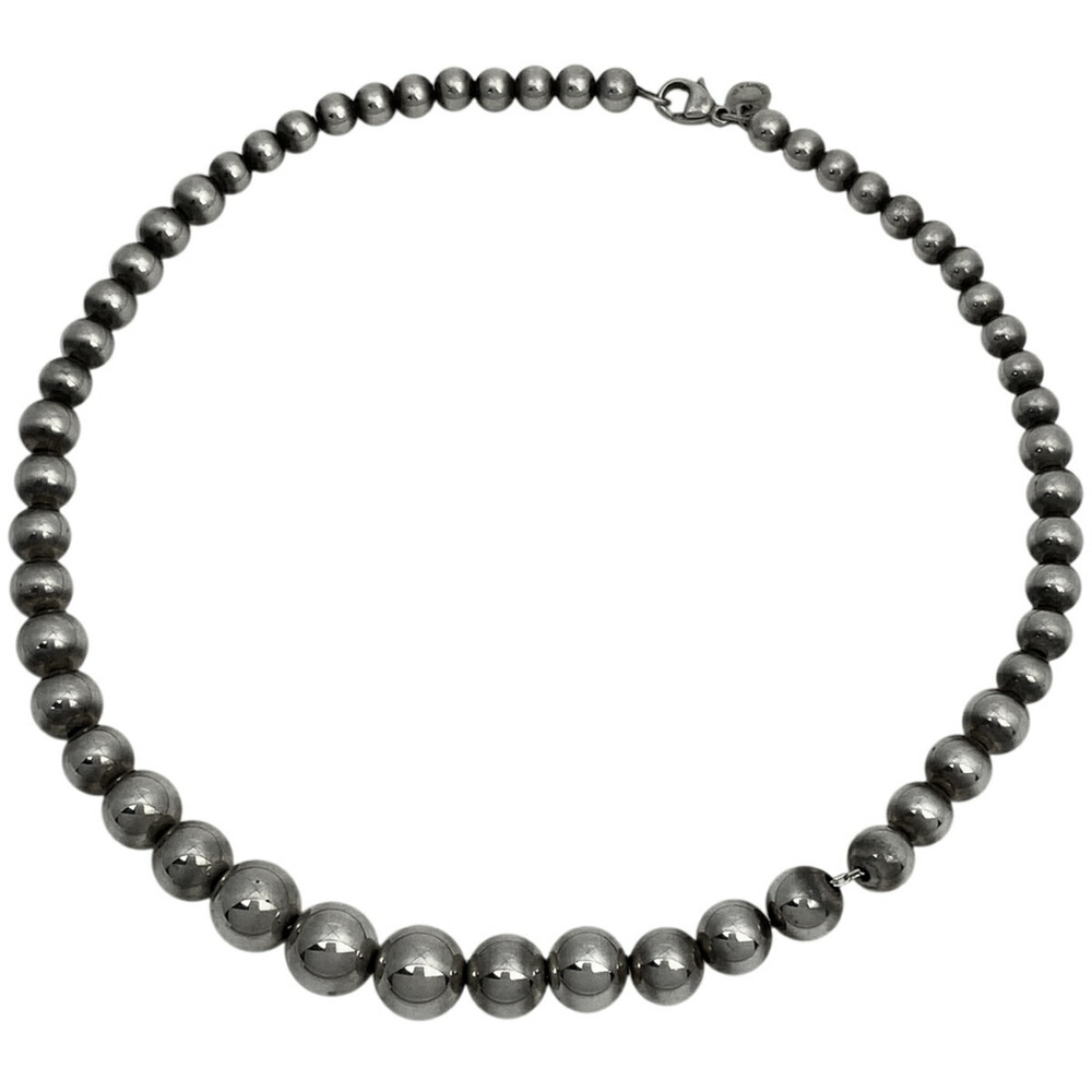 Tiffany Graduated Ball Chain Choker Necklace Silver